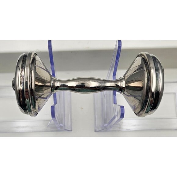 Vintage Godinger Peanuts Snoopy Weight Lifting Silver Plated Baby Rattle No Box - Picture 10 of 11